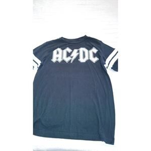 ACDC Band T Shirt Small Black Striped White Sleeve Decal